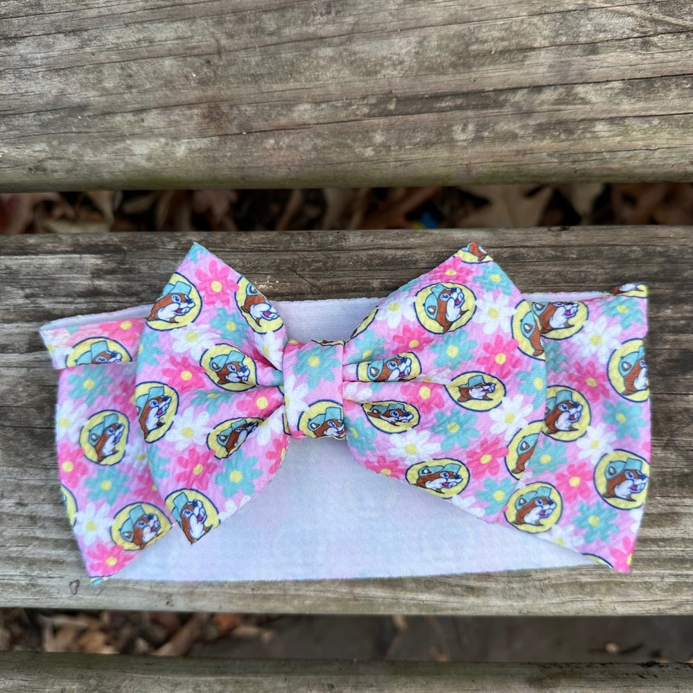Buc-ee's Kids Bow Headband Flower Print Bucee Beaver‎ Character Cute Accessory